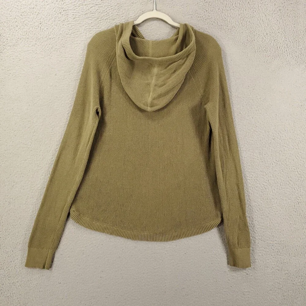 Ralph Lauren Waffle Knit Hoodie Womens Medium Green Hooded Pullover Drawstring - Picture 9 of 11